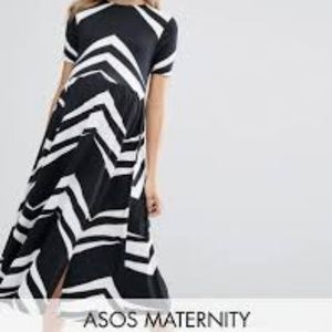 ASOS Maternity Skater Midi Dress in Mono Chevron